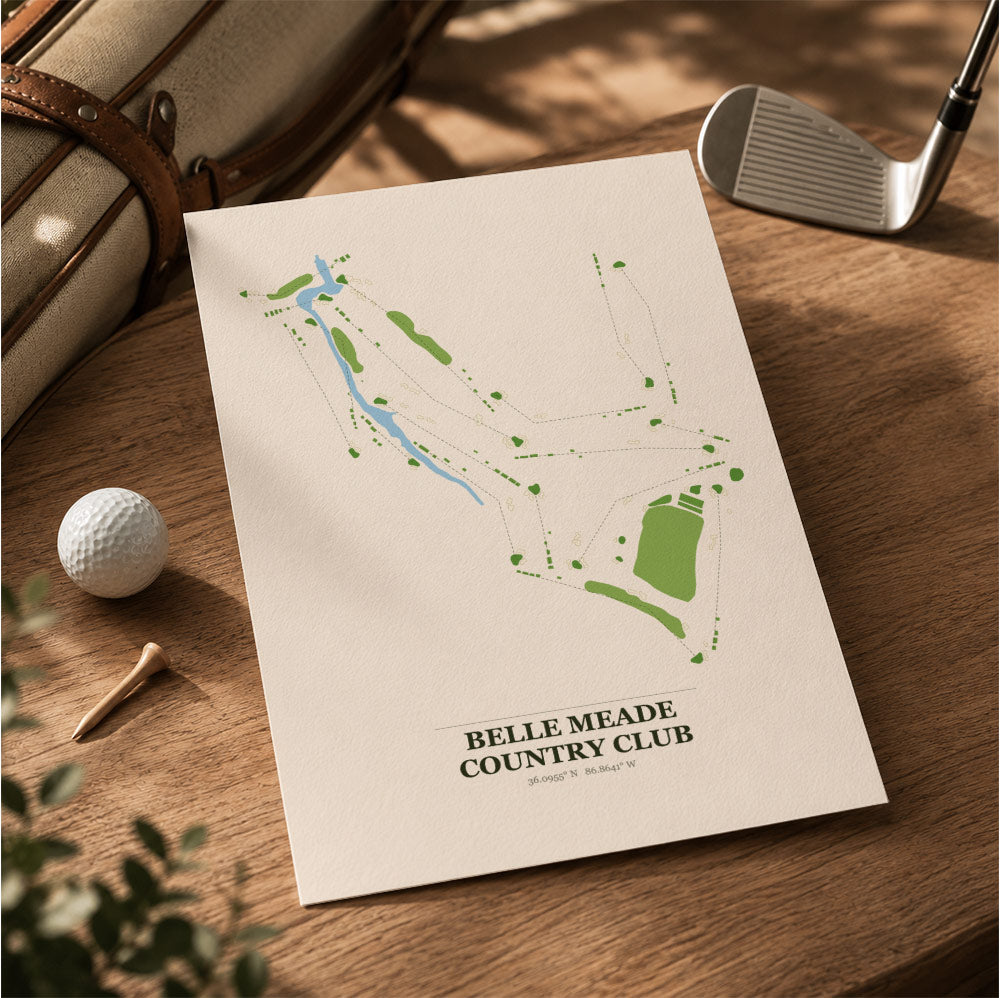 Belle Meade Country Club Golf Course Map Print Poster | Georgia USA Golf Wall Art