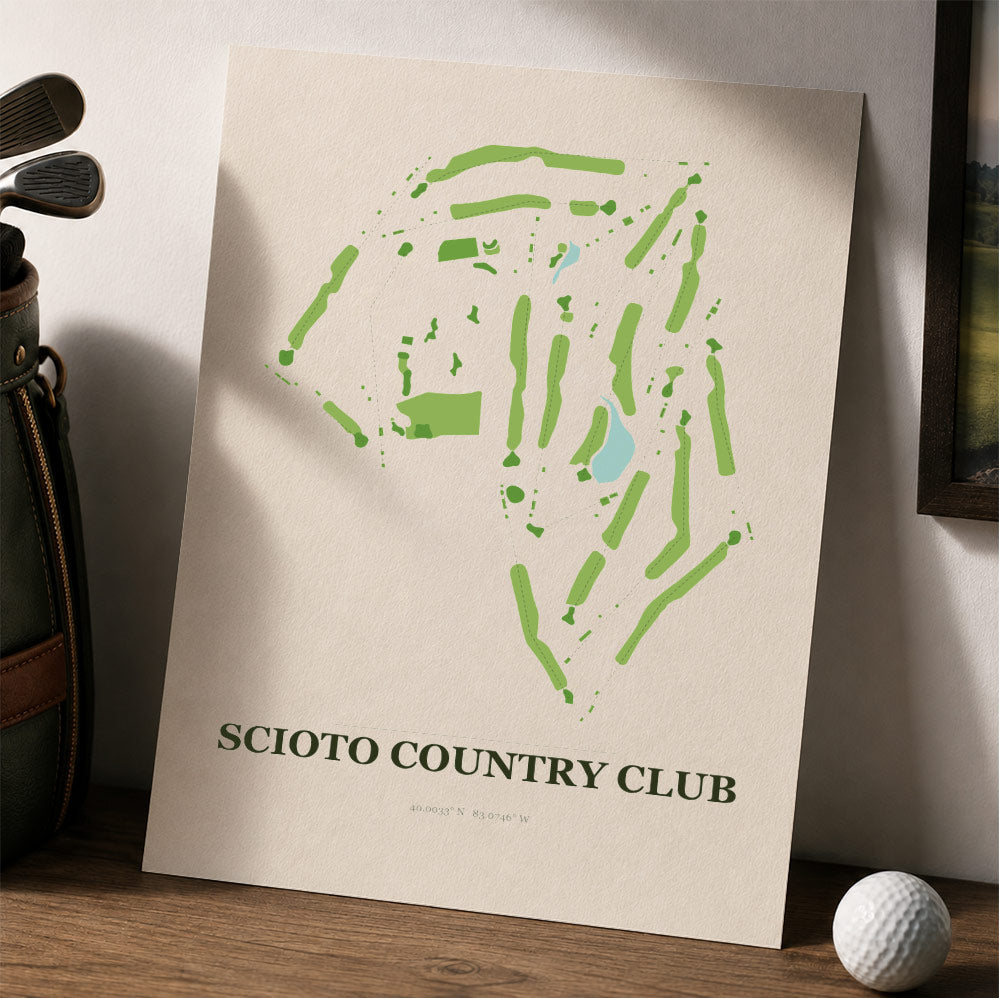 Scioto Country Club Golf Course Map Print Poster | Ohio USA Golf Wall Art