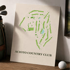 Scioto Country Club Golf Course Map Print Poster | Ohio USA Golf Wall Art