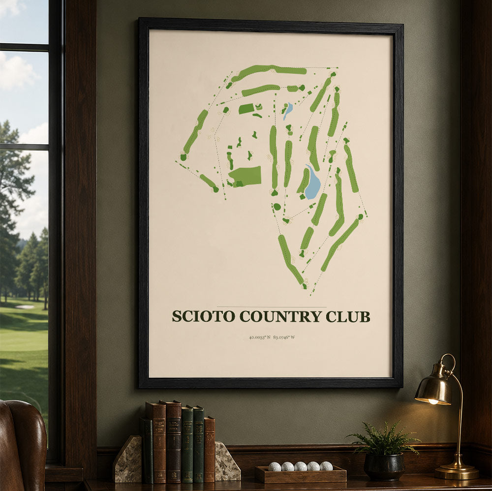 Scioto Country Club Golf Course Map Print Poster | Ohio USA Golf Wall Art