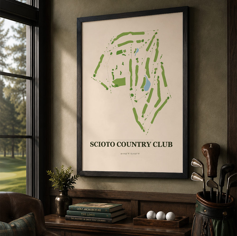 Scioto Country Club Golf Course Map Print Poster | Ohio USA Golf Wall Art