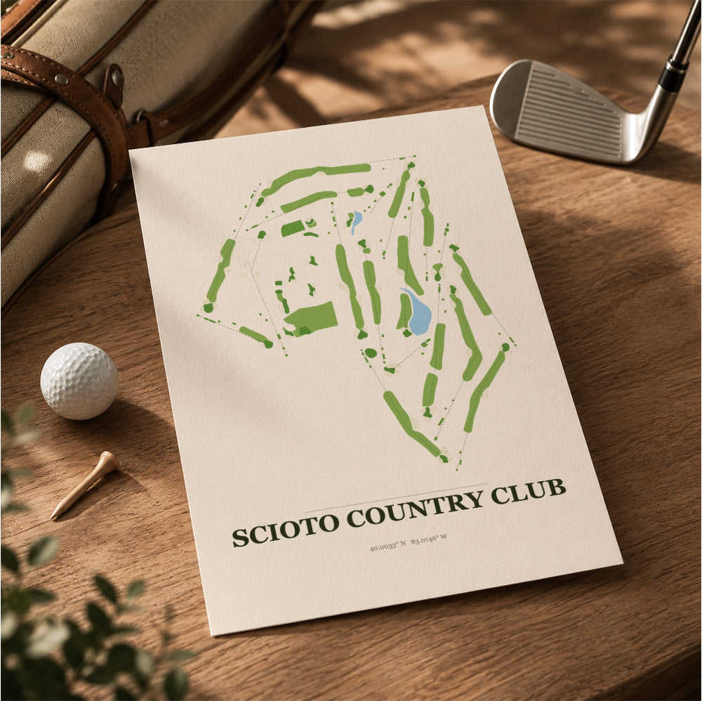 Scioto Country Club Golf Course Map Print Poster | Ohio USA Golf Wall Art