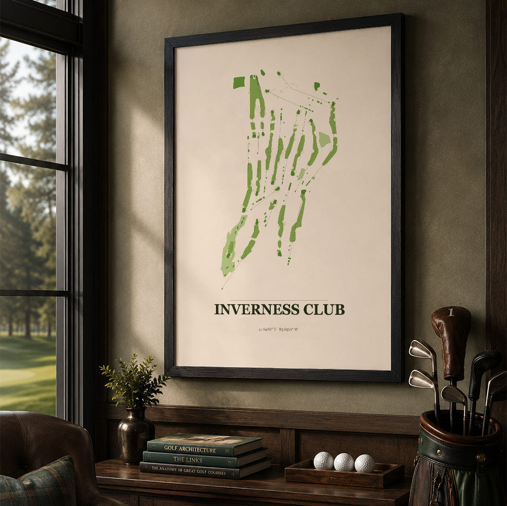 Inverness Club Golf Course Map Print Poster | Ohio USA Golf Wall Art