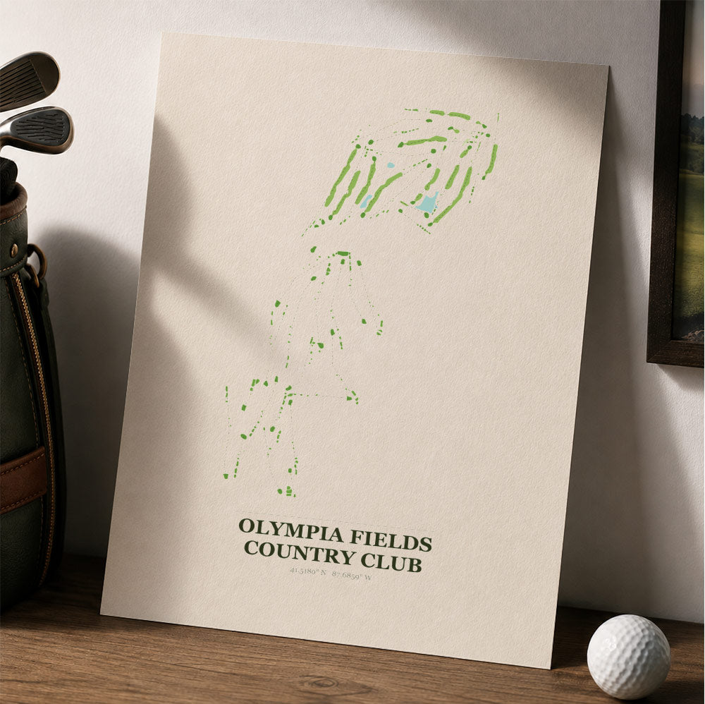 Olympia Fields Country Club Golf Course Map Print Poster | Illinois USA Golf Wall Art