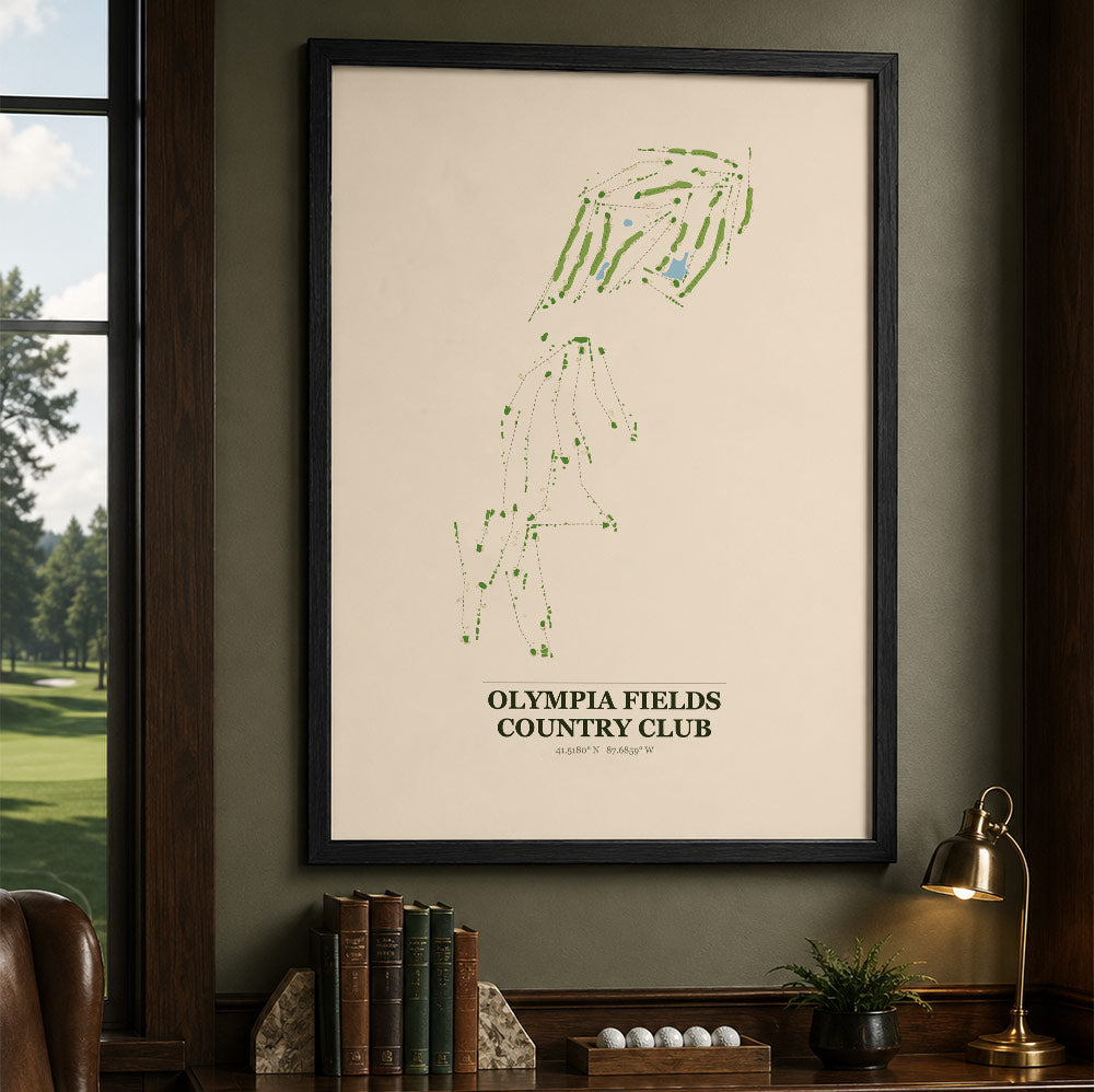 Olympia Fields Country Club Golf Course Map Print Poster | Illinois USA Golf Wall Art
