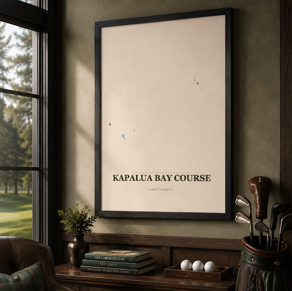 Kapalua Bay Golf Course Map Print Poster | Hawaii USA Golf Wall Art