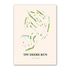 TPC Deere Run golf course map print poster, Illinois USA golf wall art