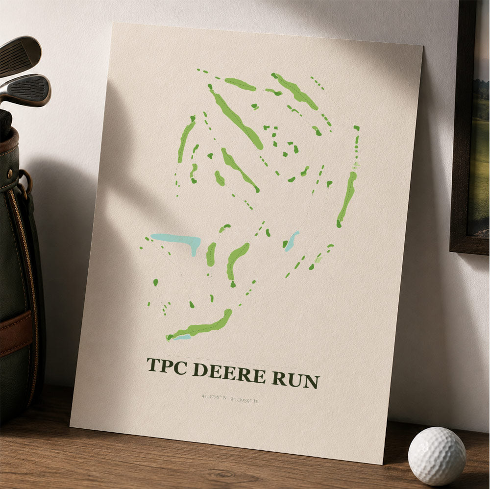 TPC Deere Run Golf Course Map Print Poster | Illinois USA Golf Wall Art