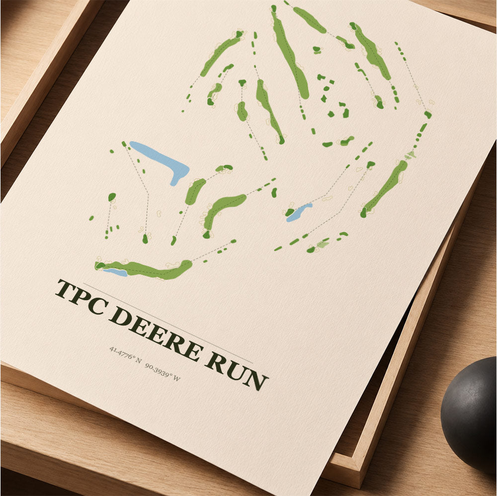 TPC Deere Run Golf Course Map Print Poster | Illinois USA Golf Wall Art
