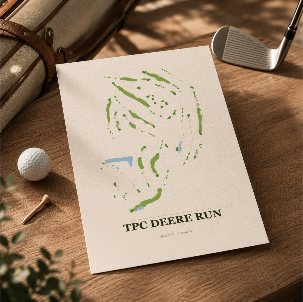 TPC Deere Run Golf Course Map Print Poster | Illinois USA Golf Wall Art