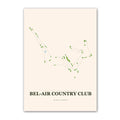 Bel Air Country Club golf course map print poster, California USA golf wall art