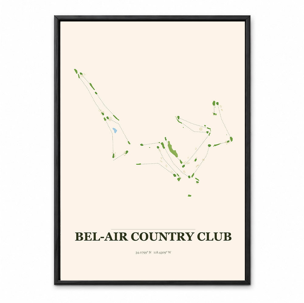 Bel Air Country Club course map in California USA