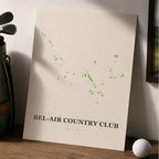 Bel Air Country Club Golf Course Map Print Poster | California USA Golf Wall Art