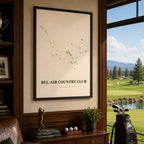 Bel Air Country Club Golf Course Map Print Poster | California USA Golf Wall Art