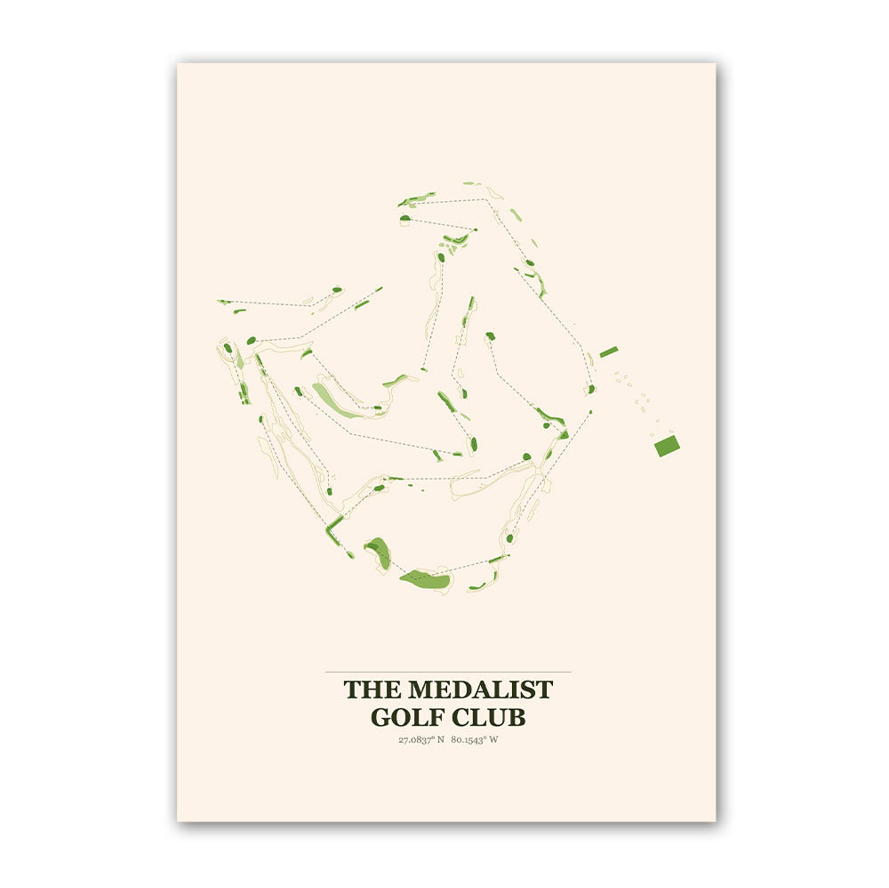 The Medalist golf course map print poster, Michigan USA golf wall art