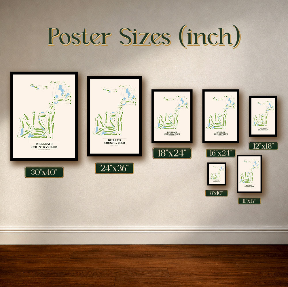 Belleair Country Club Golf Course Map Print Poster | Florida USA Golf Wall Art