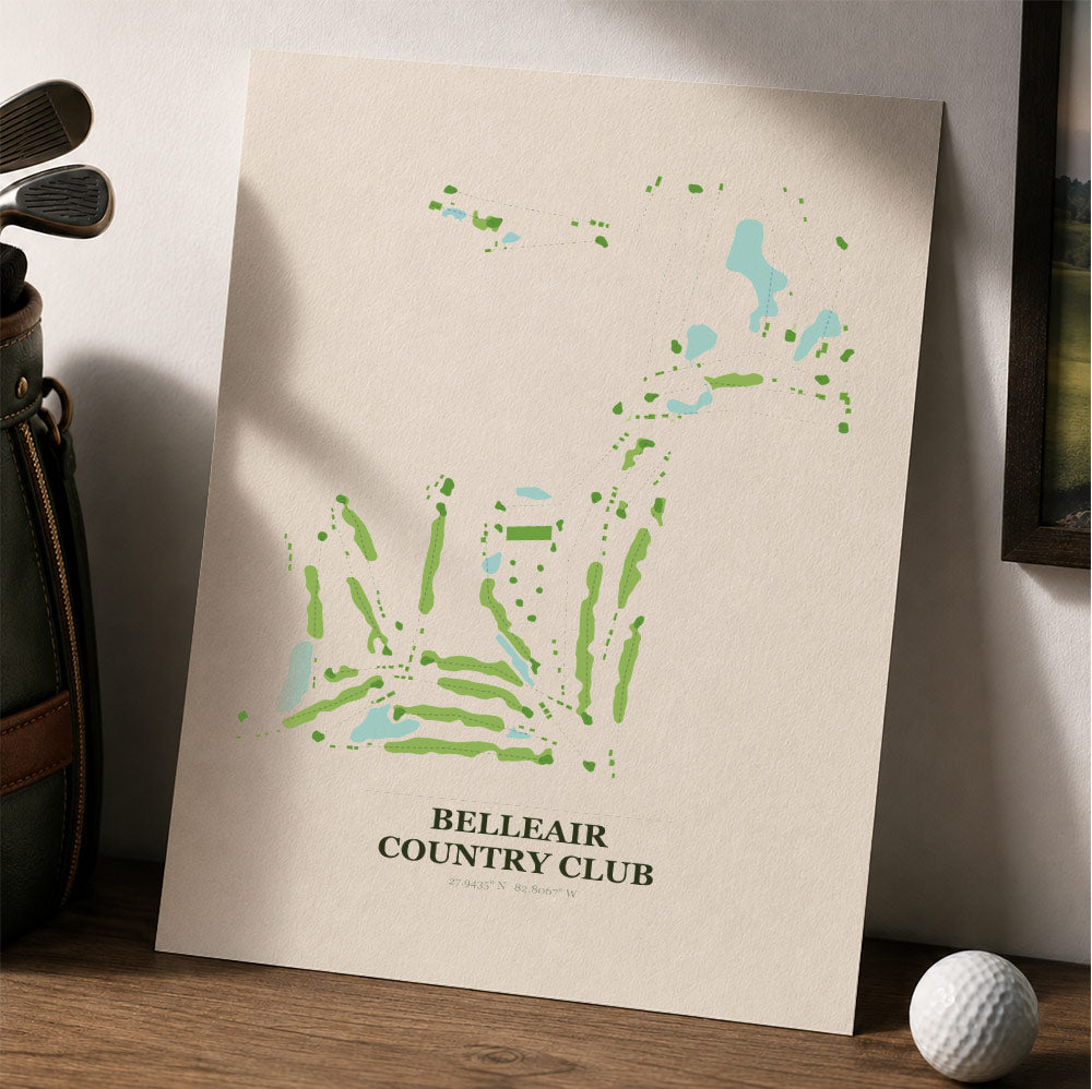 Belleair Country Club Golf Course Map Print Poster | Florida USA Golf Wall Art