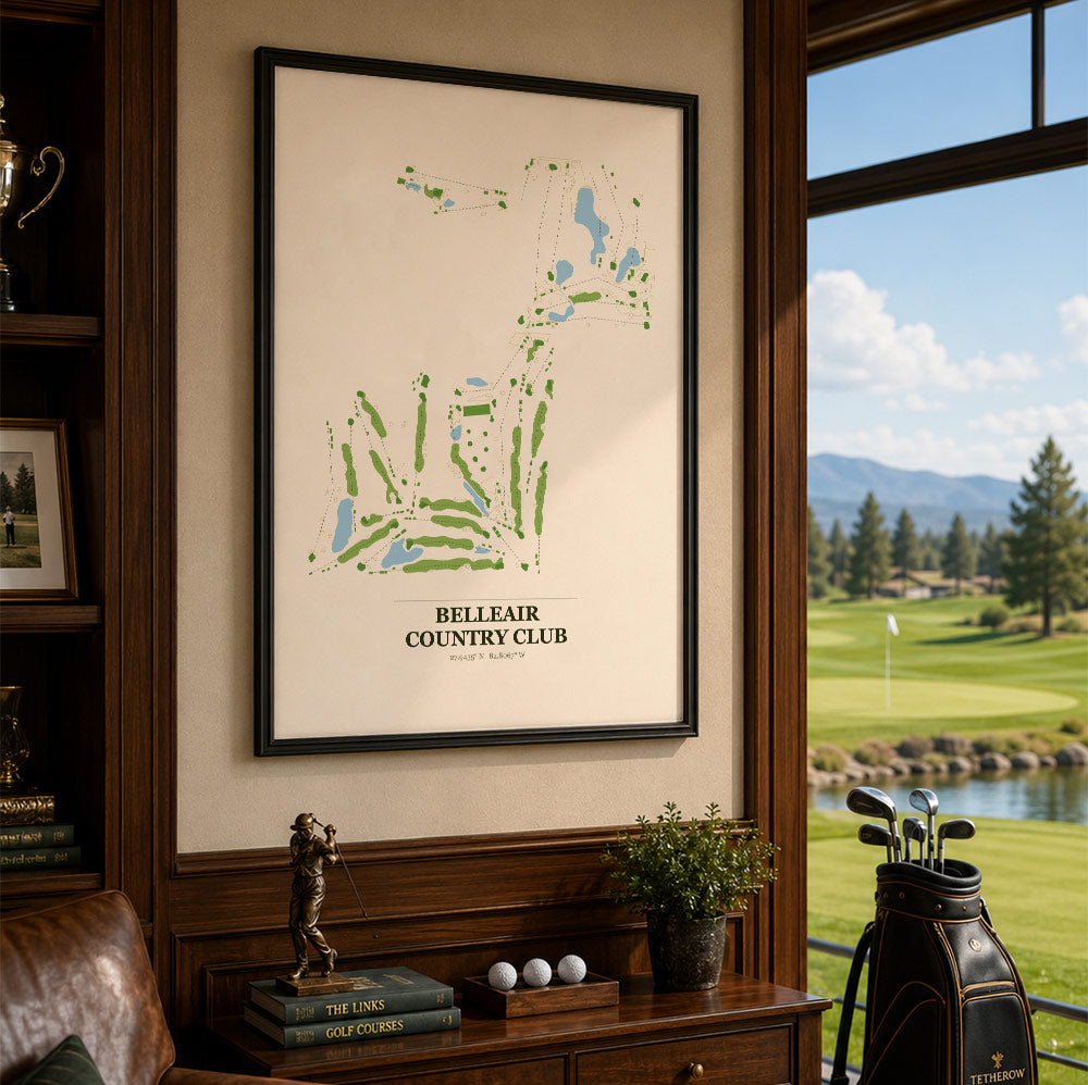 Belleair Country Club Golf Course Map Print Poster | Florida USA Golf Wall Art