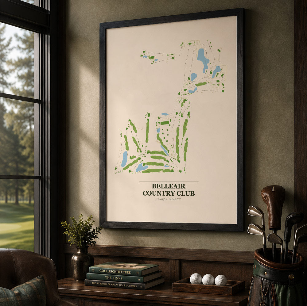 Belleair Country Club Golf Course Map Print Poster | Florida USA Golf Wall Art