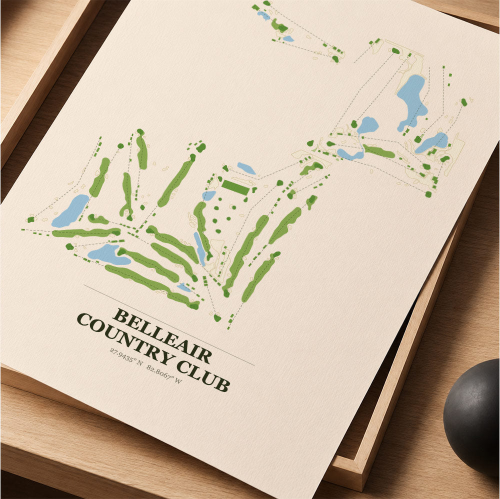 Belleair Country Club Golf Course Map Print Poster | Florida USA Golf Wall Art