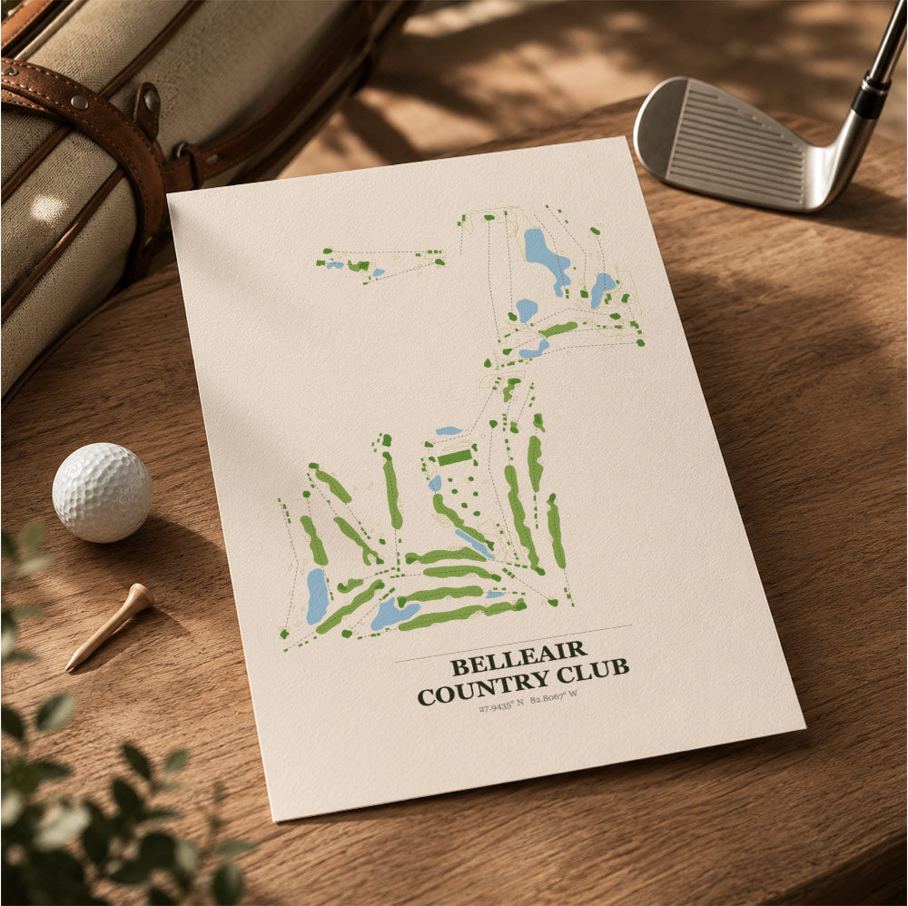 Belleair Country Club Golf Course Map Print Poster | Florida USA Golf Wall Art