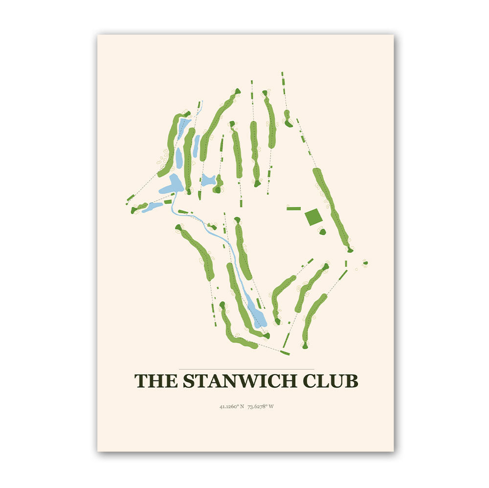 The Stanwich Club golf course map print poster, Connecticut USA golf wall art