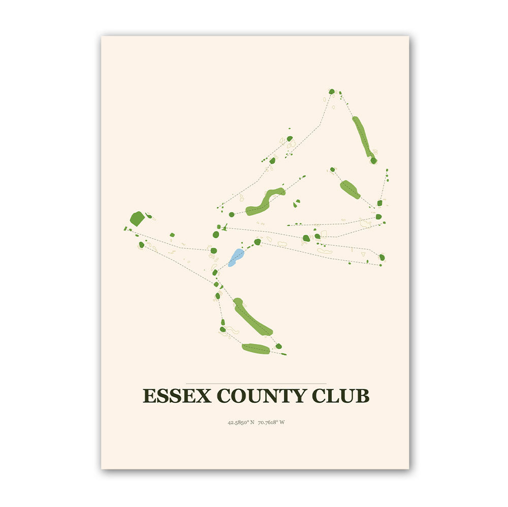 Essex County Club golf course map print poster, Massachusetts USA golf wall art