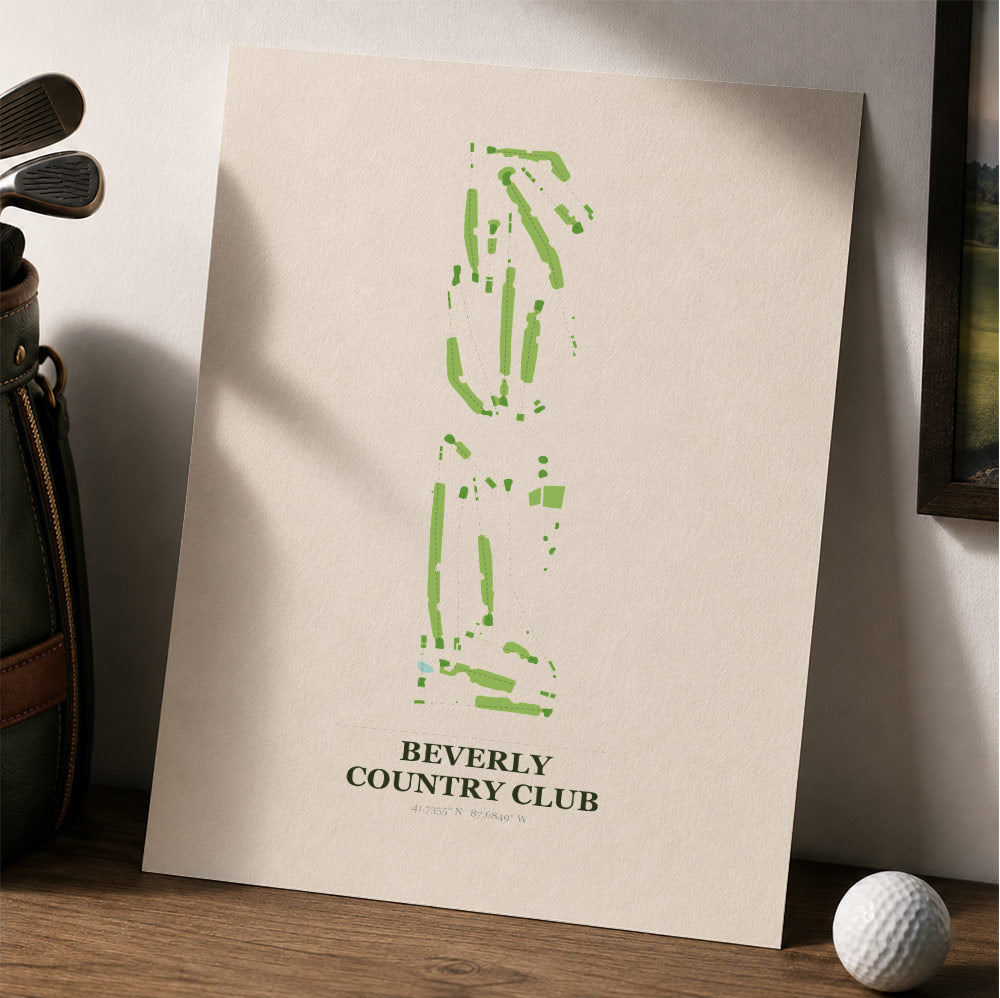 Beverly Country Club Golf Course Map Print Poster | Illinois USA Golf Wall Art