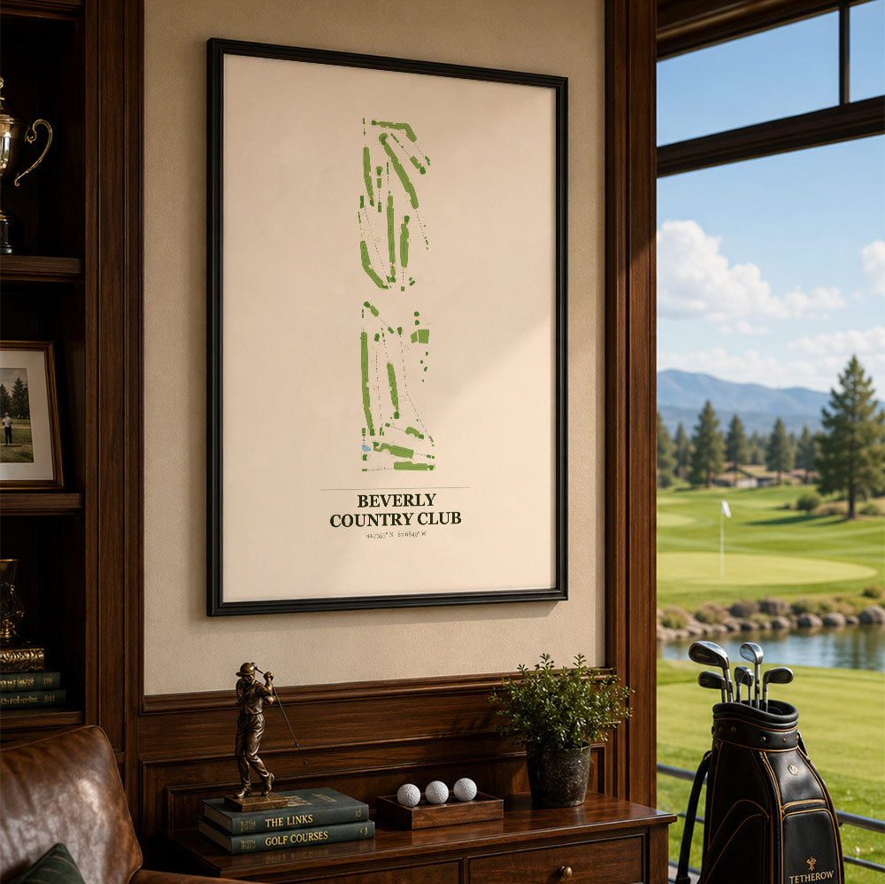 Beverly Country Club Golf Course Map Print Poster | Illinois USA Golf Wall Art