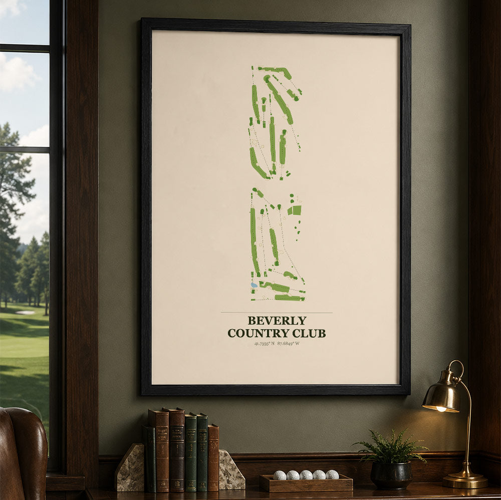 Beverly Country Club Golf Course Map Print Poster | Illinois USA Golf Wall Art
