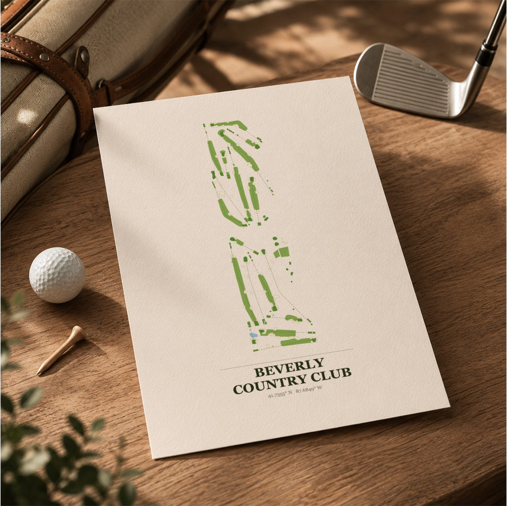 Beverly Country Club Golf Course Map Print Poster | Illinois USA Golf Wall Art