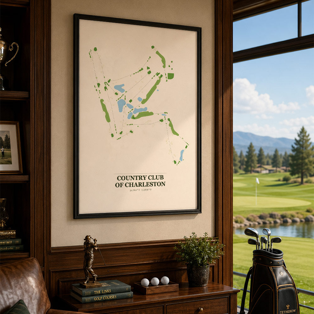 Country Club of Charleston Golf Course Map Print Poster | South Carolina USA Golf Wall Art