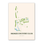 Skokie Country Club golf course map print poster, Illinois USA golf wall art