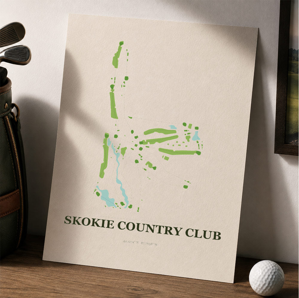 Skokie Country Club Golf Course Map Print Poster | Illinois USA Golf Wall Art