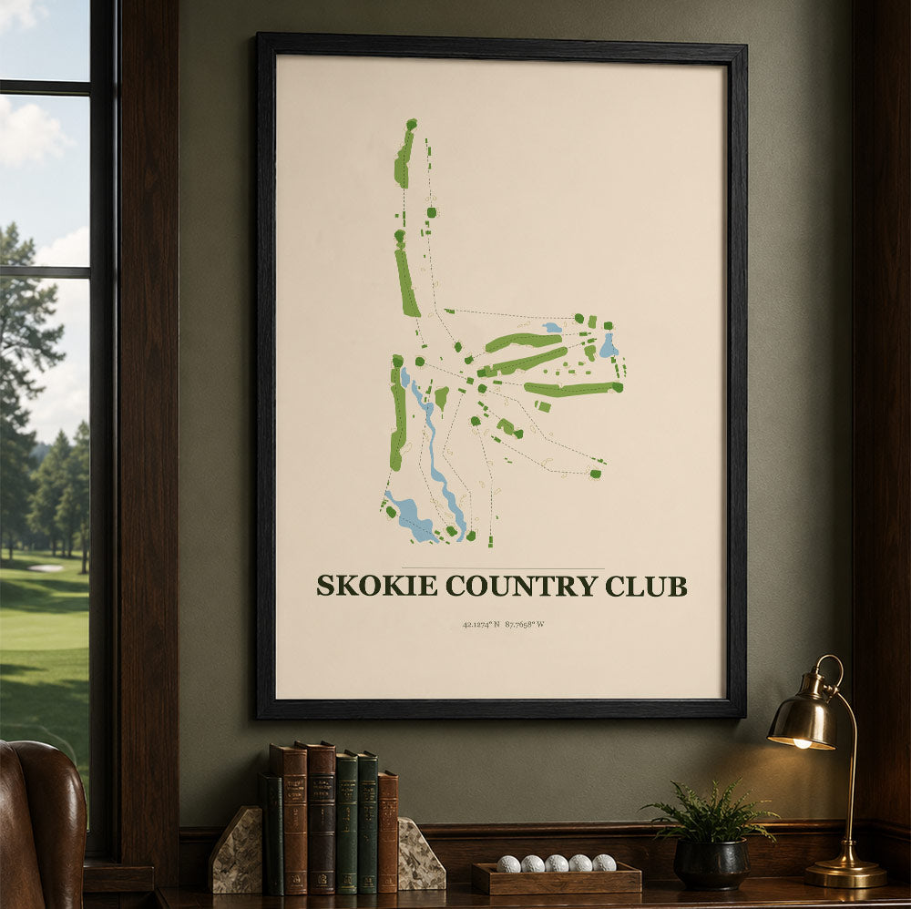 Skokie Country Club Golf Course Map Print Poster | Illinois USA Golf Wall Art