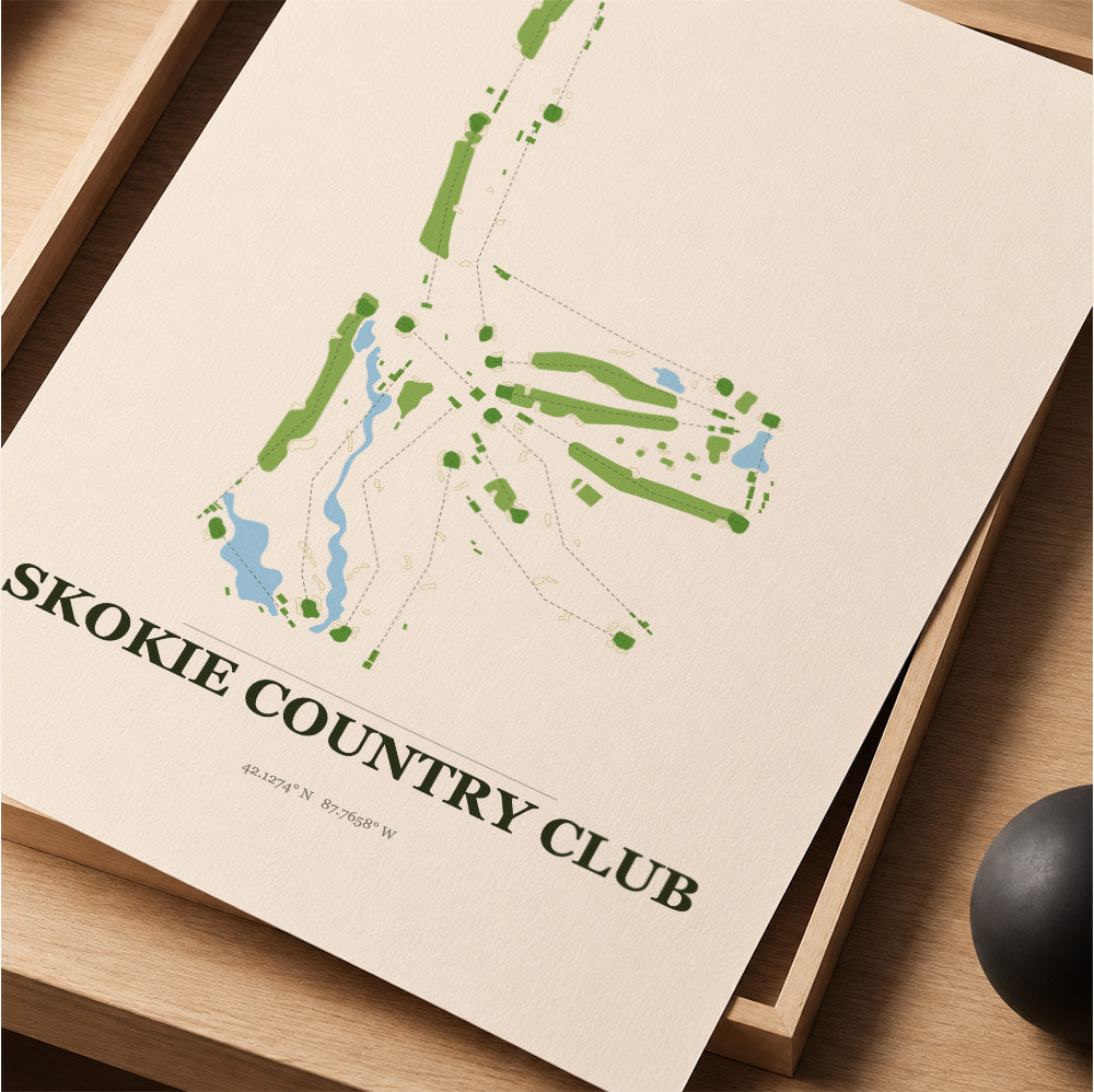 Skokie Country Club Golf Course Map Print Poster | Illinois USA Golf Wall Art
