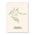 Brae Burn Country Club golf course map print poster, Massachusetts USA golf wall art