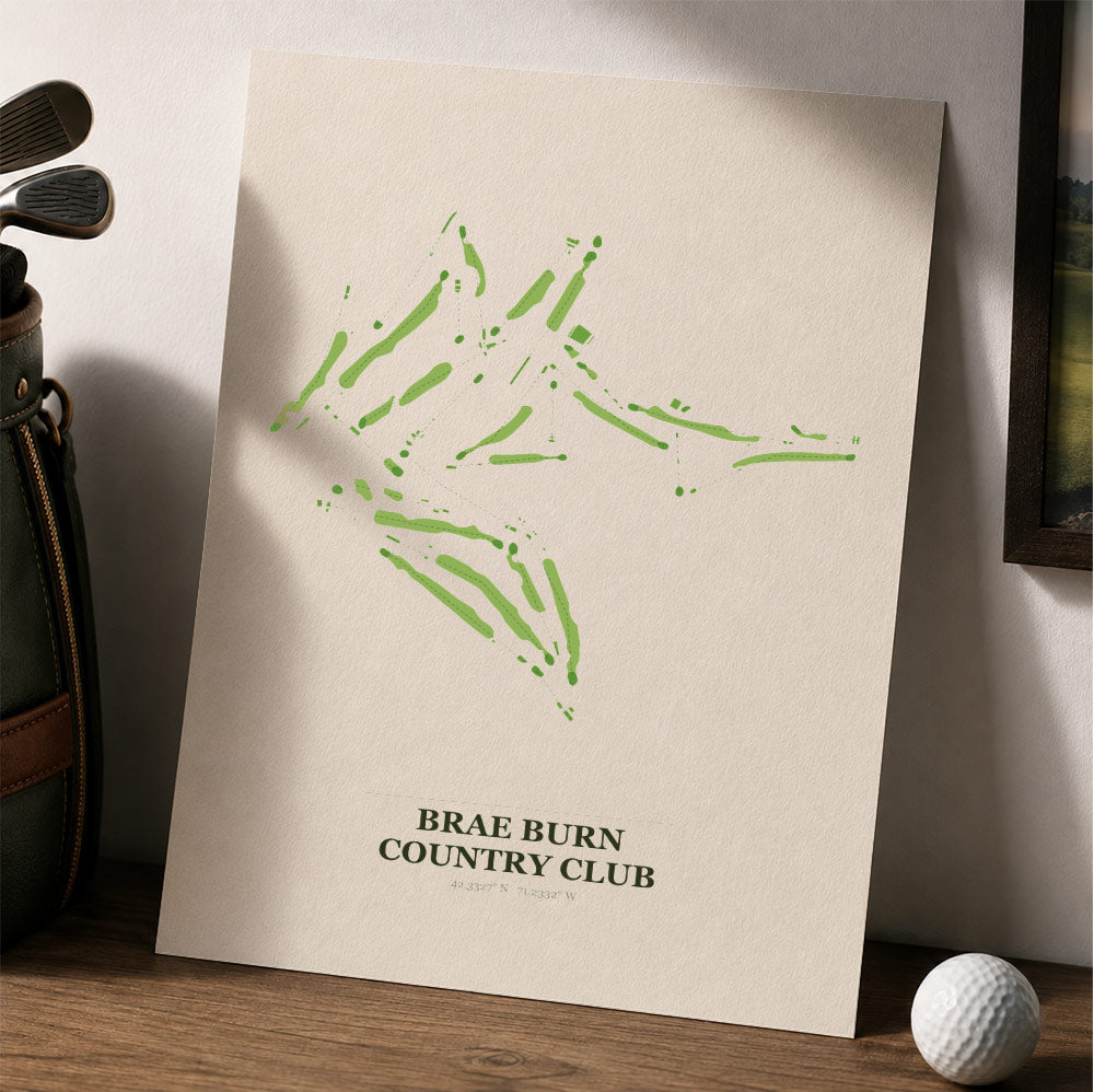 Brae Burn Country Club Golf Course Map Print Poster | Massachusetts USA Golf Wall Art