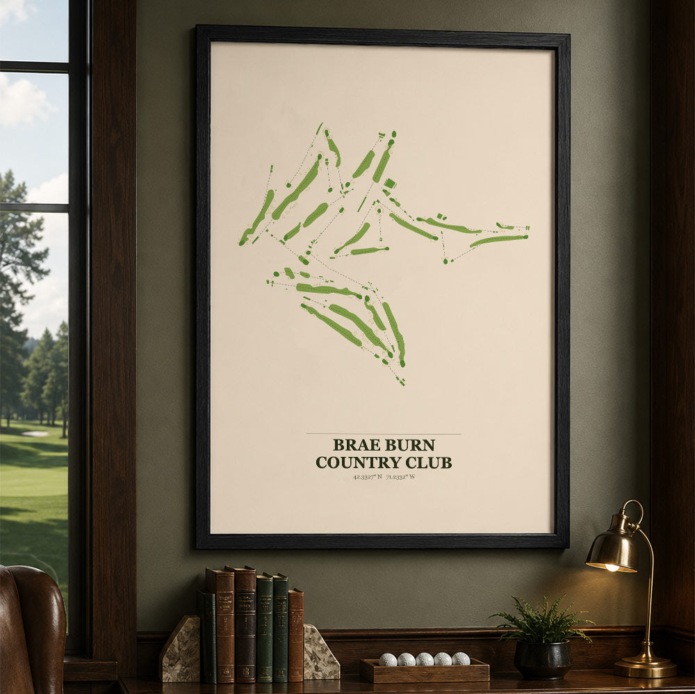 Brae Burn Country Club Golf Course Map Print Poster | Massachusetts USA Golf Wall Art