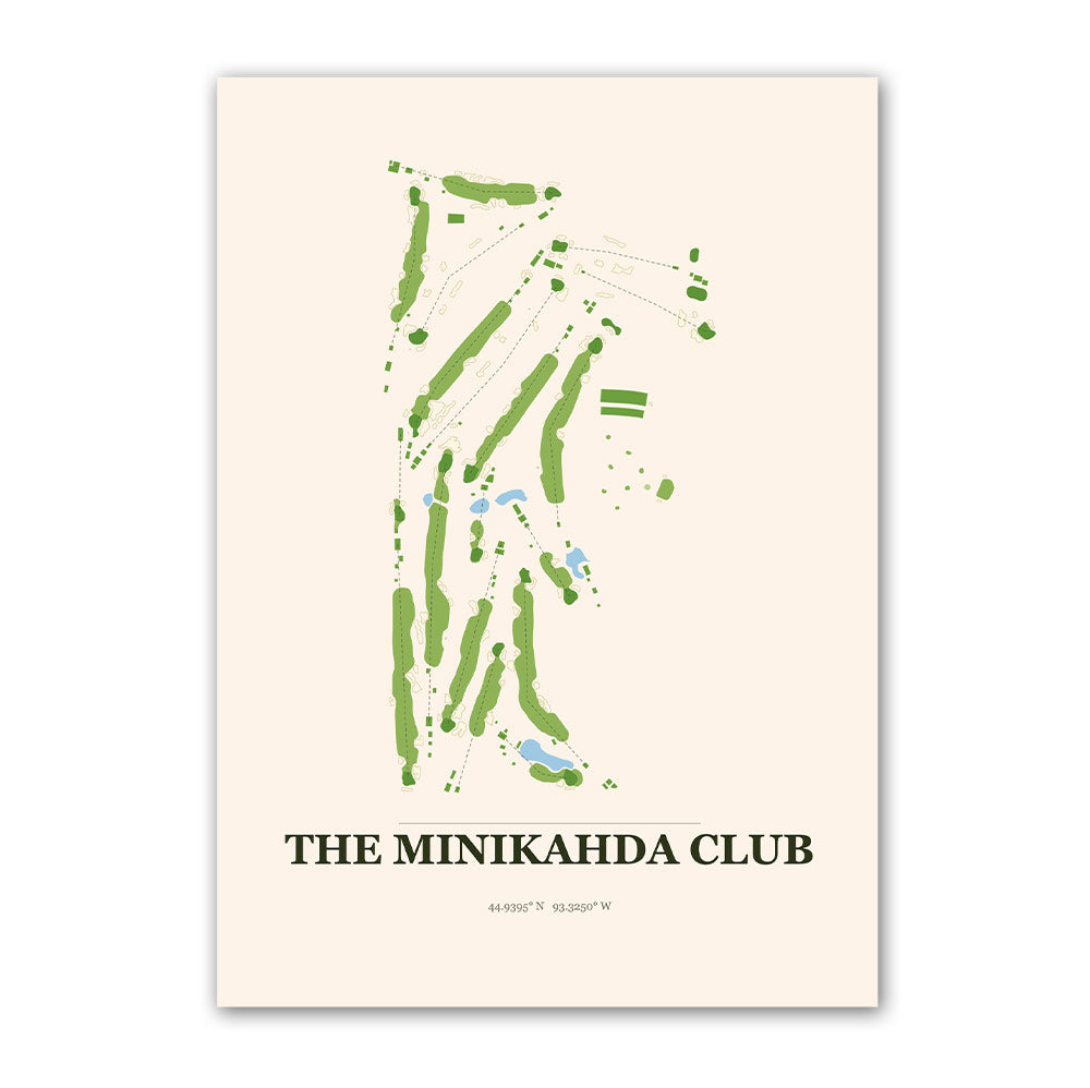 The Minikahda Club golf course map print poster, Minnesota USA golf wall art