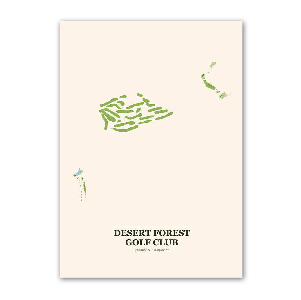 Desert Forest golf course map print poster, Arizona USA golf wall art