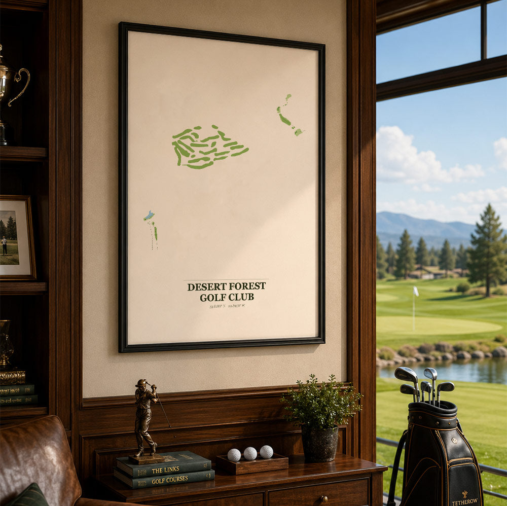 Desert Forest Golf Course Map Print Poster | Arizona USA Golf Wall Art