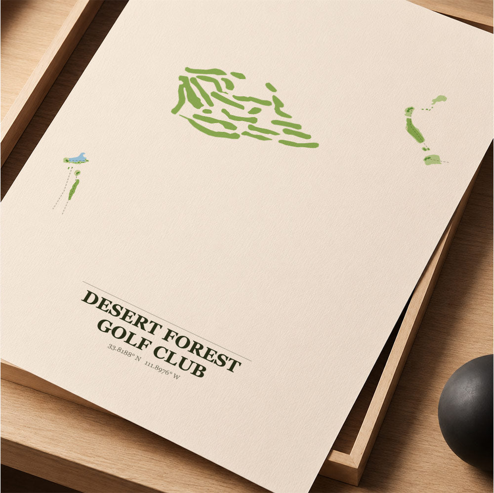 Desert Forest Golf Course Map Print Poster | Arizona USA Golf Wall Art