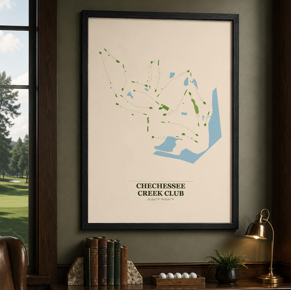Chechessee Creek Club Golf Course Map Print Poster | South Carolina USA Golf Wall Art