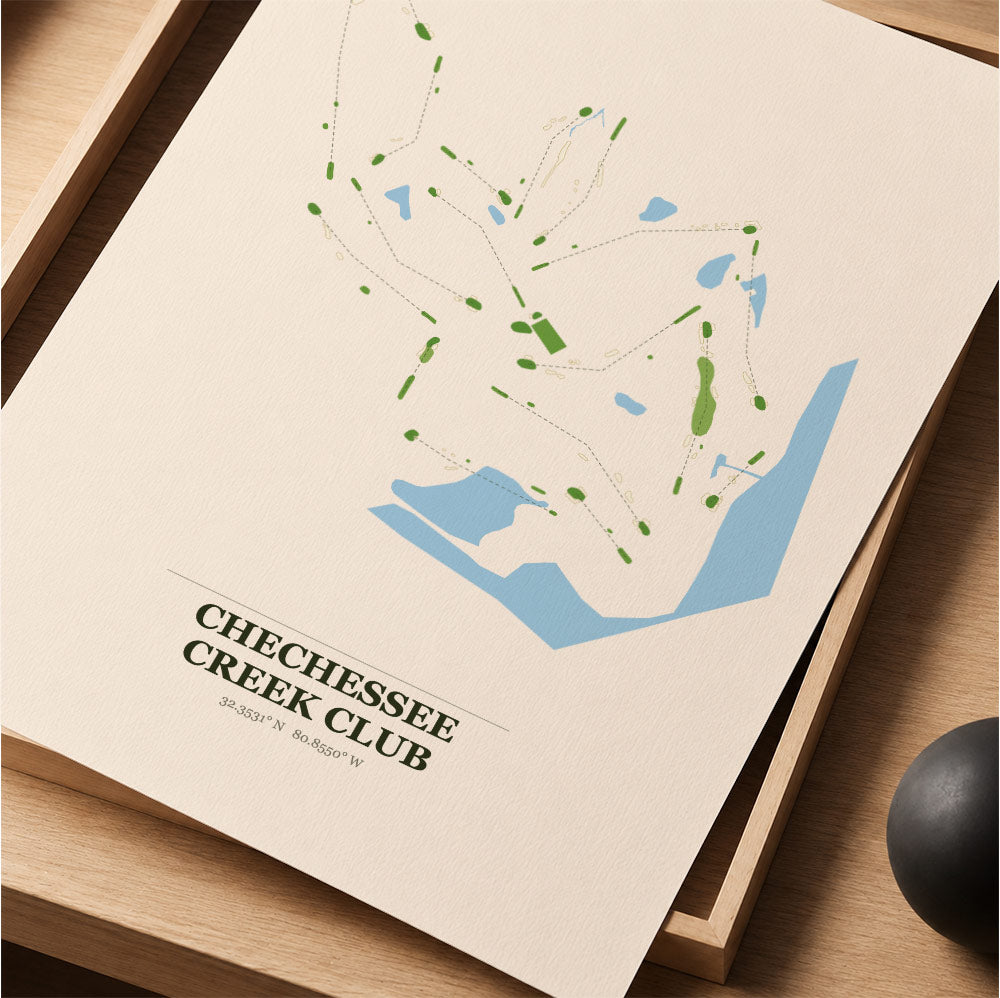 Chechessee Creek Club Golf Course Map Print Poster | South Carolina USA Golf Wall Art