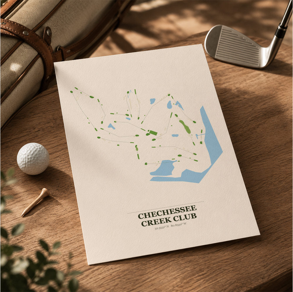Chechessee Creek Club Golf Course Map Print Poster | South Carolina USA Golf Wall Art
