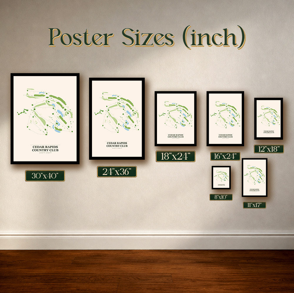 Cedar Rapids Country Club Golf Course Map Print Poster | Iowa USA Golf Wall Art