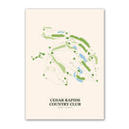 Cedar Rapids Country Club golf course map print poster, Iowa USA golf wall art
