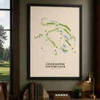 Cedar Rapids Country Club Golf Course Map Print Poster | Iowa USA Golf Wall Art