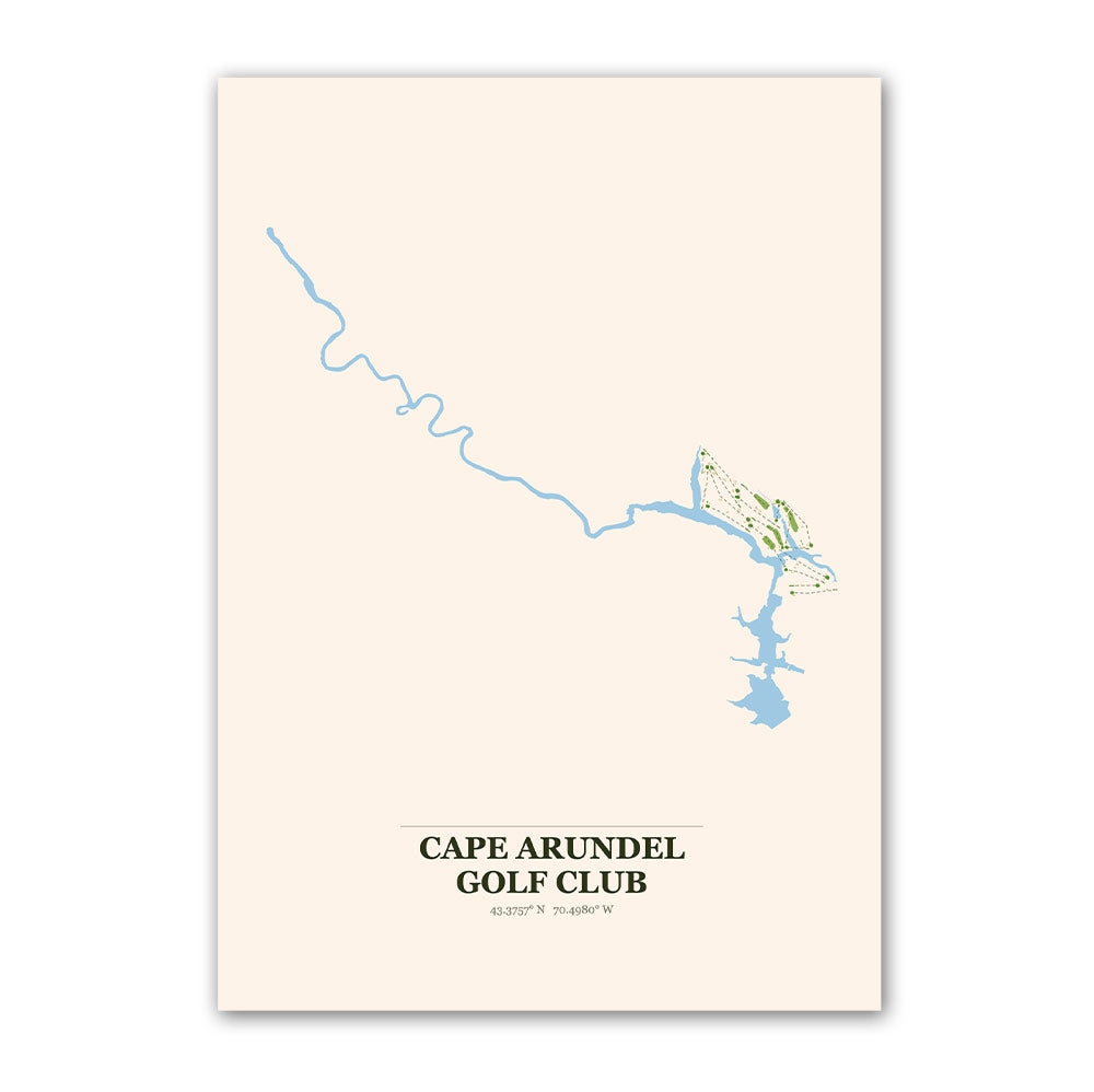 Cape Arundel golf course map print poster, Maine USA golf wall art